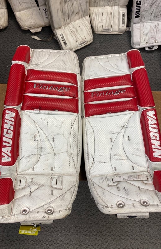 Vaughn Vintage Used White Junior 26" Goalie Leg Pads