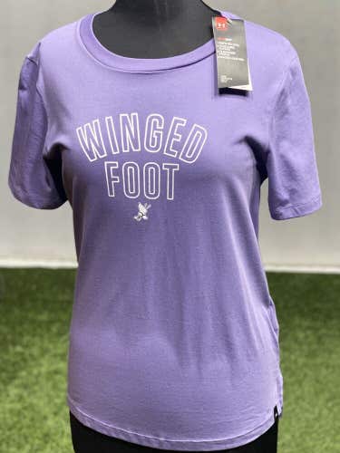 Under Armour Women's Winged Foot Golf Tee T-Shirt Purple Medium M #80163