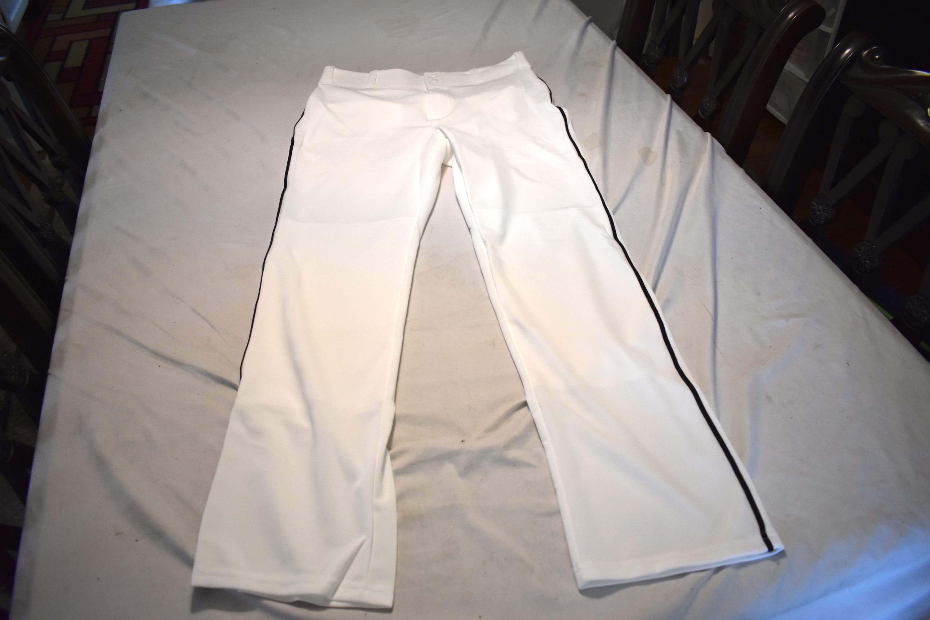 NEW - Alleson Athletics Piped Baseball Pants, White/Black, Adult Large
