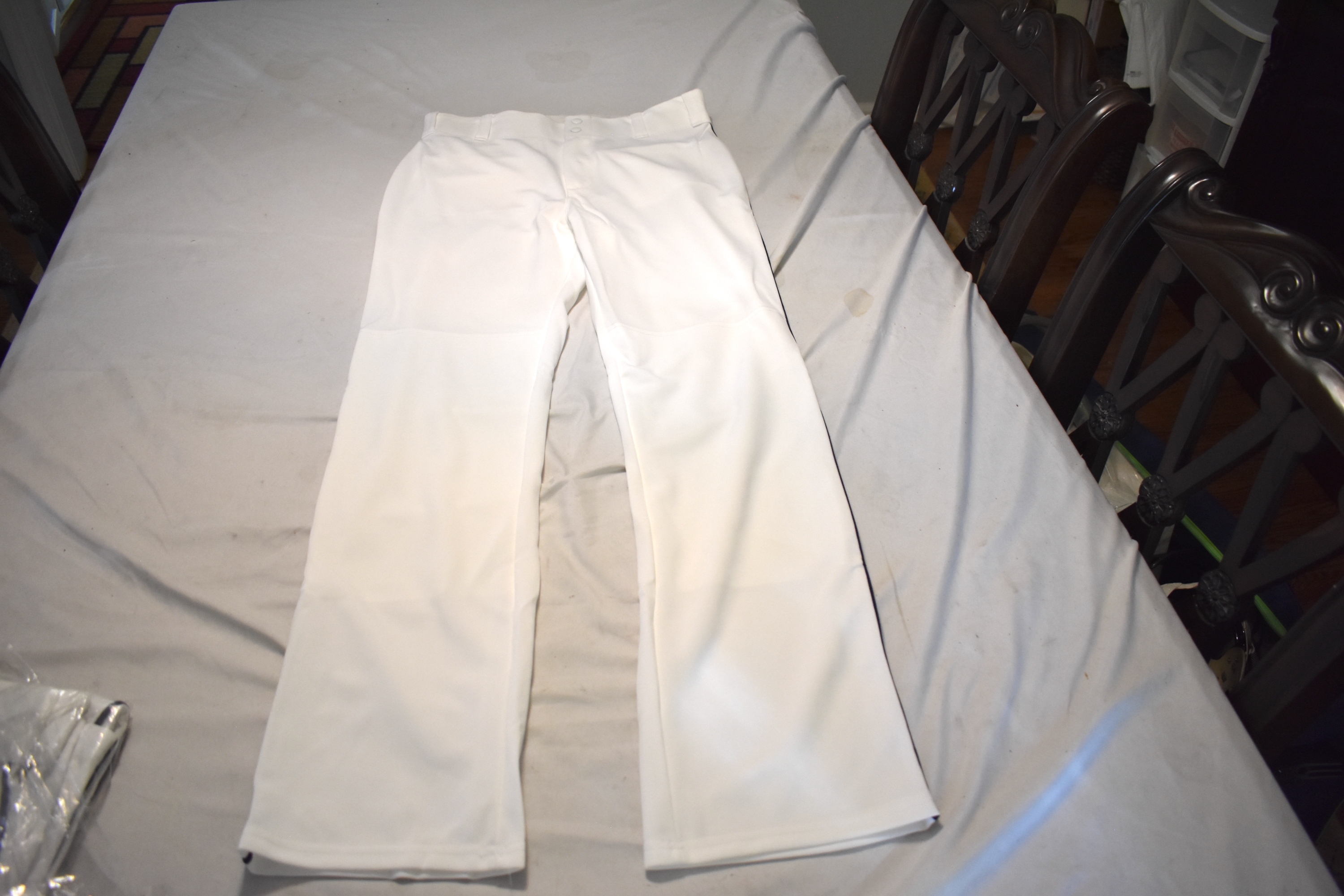NEW - Alleson Athletics Piped Baseball Pants, White/Blue, Adult Large