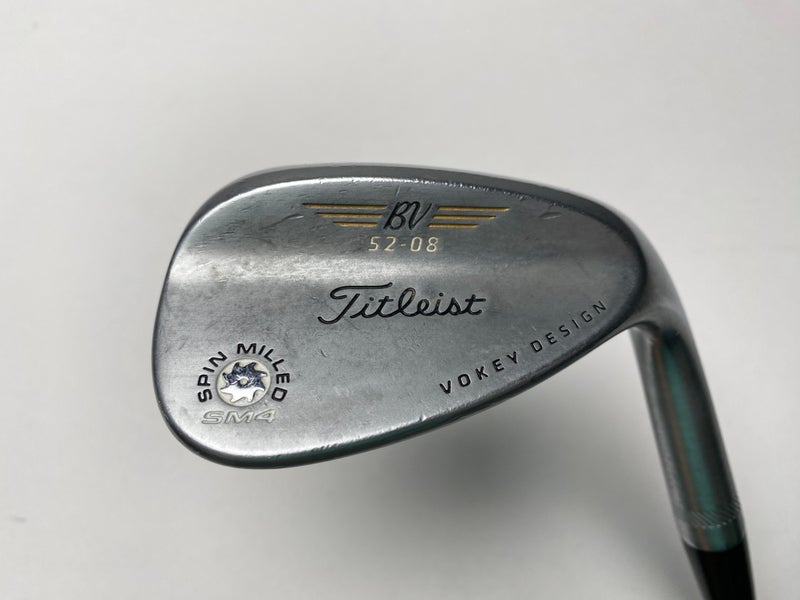 Titleist Vokey Spin Milled SM4 Chrome 52* 8 Bounce Wedge Steel Mens RH