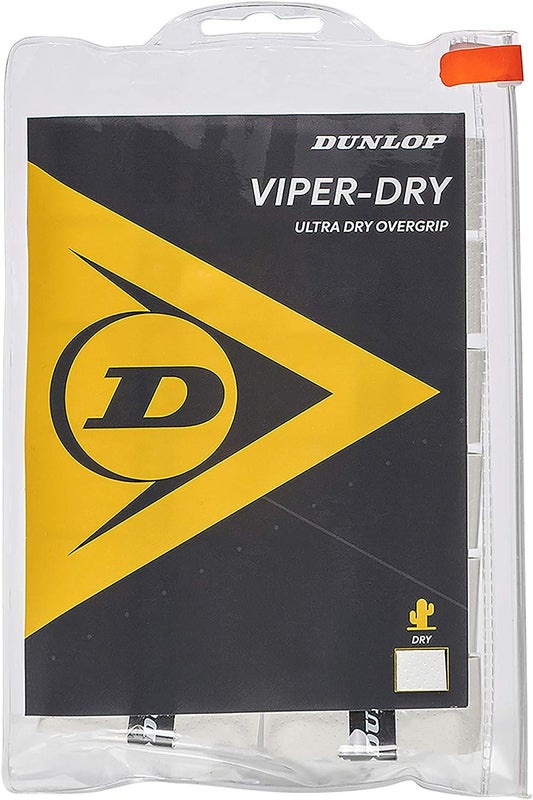 Dunlop Sports Viper Dry Ultra Dry Tennis Overgrip, 12 Grip Bag, White