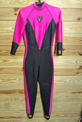 Henderson Pink Tri Lam Wetsuit Undergarment Fleece Skin Suit Scuba Dive Womens 8