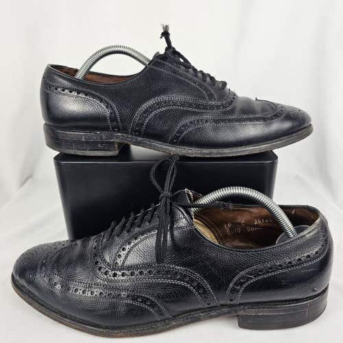Allen Edmonds Mens Sz 10 C Black Leather Fairhaven Wingtip Oxford Dress Shoes