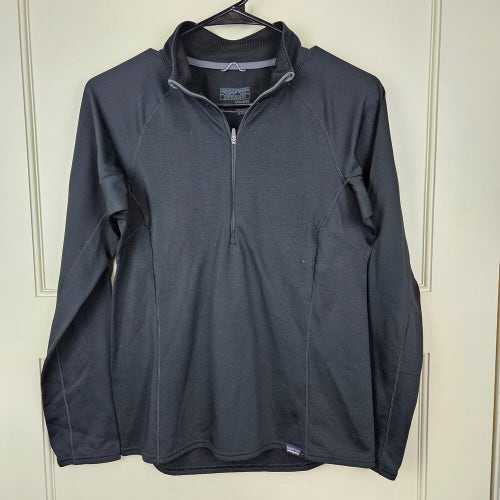 Patagonia Capilene 1/4 Zip Pullover Womens Black Base Layer Hiking Active Size S