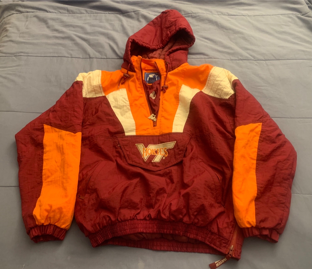 Virginia Tech Hokies Vintage Starter Jacket Mens Large 1/4 Zip
