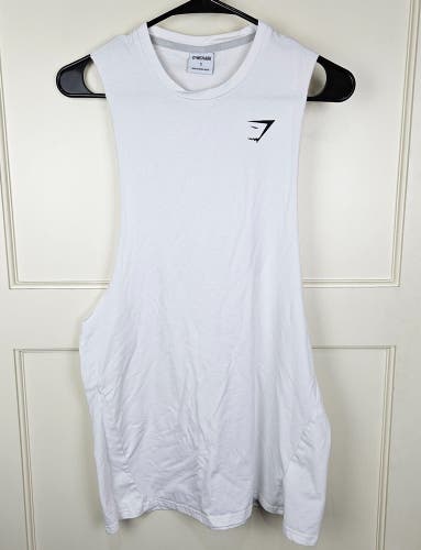 Gymshark Critical Drop Arm Tank Mens Size: S Sleeveless Muscle Tee White