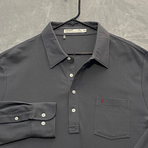 Criquet Long Sleeve Pocket Polo Shirt Men 2XL Slim Fit 100% Pima Cotton Golf
