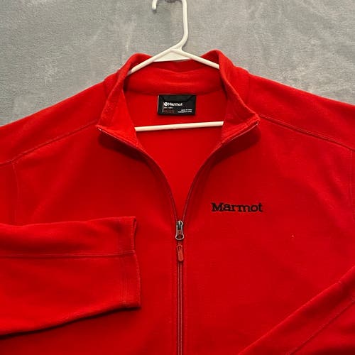 Marmot Fleece Jacket Men 2XL Red Rocklin Full Zip Mock Neck Long Sleeve Outdoor
