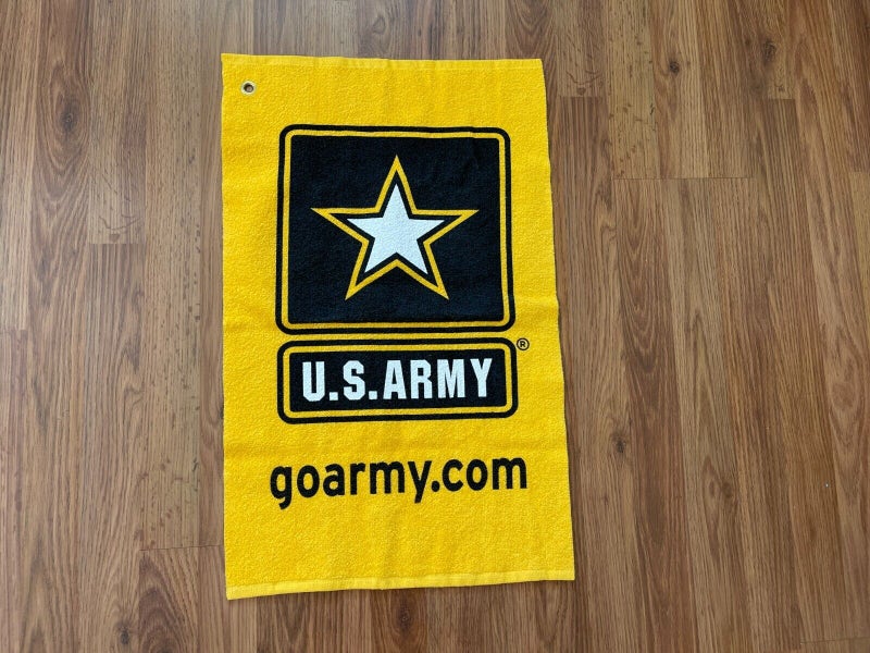US Army GO ARMY MILIATARY SALUTE TO SERVICE Large Gold Golf Towel!
