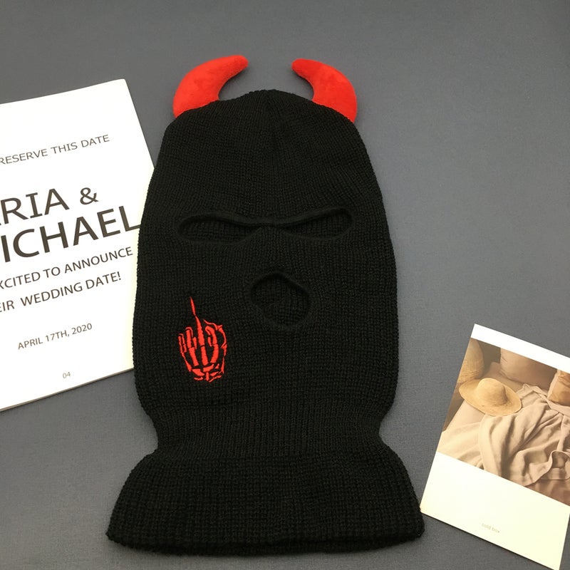 Black New Men's One Size Fits All Hat Fashion Baraklafa Hat Winter Warm Windproof Hat Ski Mask CS