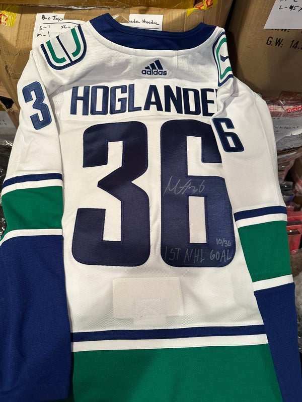 Nils Hoglander Vancouver Canucks first goal signed jersey with COA