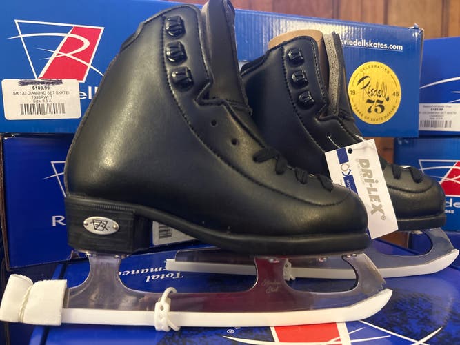 Riedell JR Emerald Black Ice Skates Size 11 Medium Width