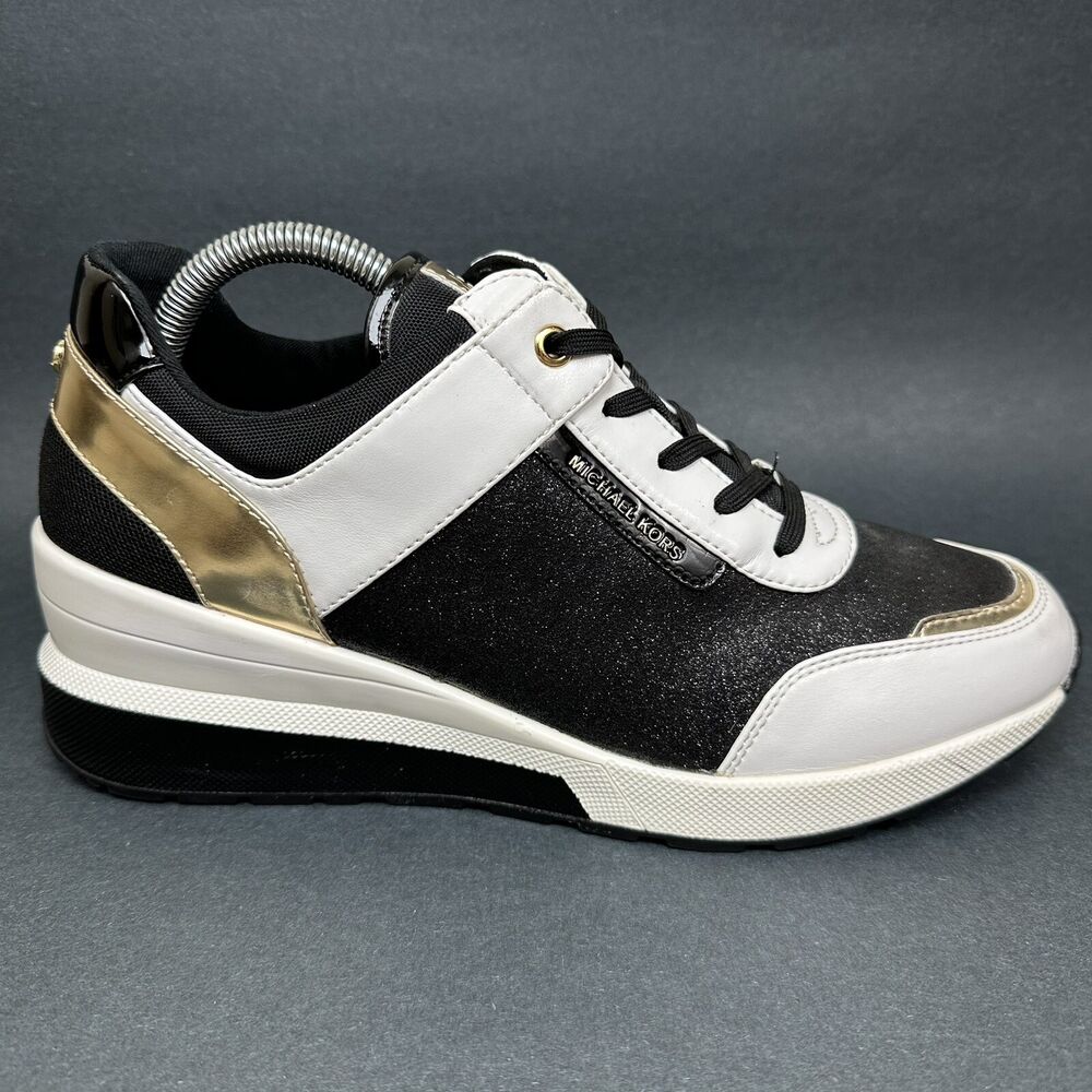 michael kors black and gold trainers