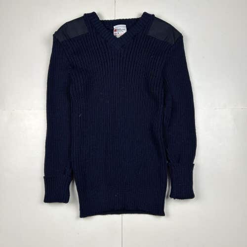 Vintage Brigade Quartermasters The Woolly Pully 100% Wool Sweater Blue Sz L