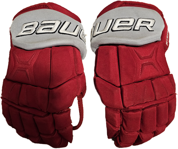 Used Ohio Buckeyes Bauer Supreme TotalOne MX3 Gloves 13" Pro Stock