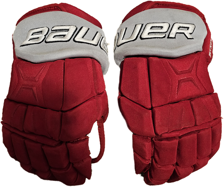 Used Ohio Buckeyes Bauer Supreme TotalOne MX3 Gloves 13" Pro Stock