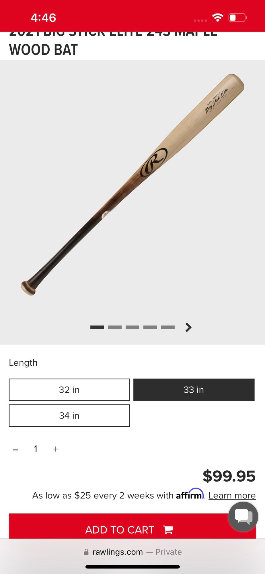 Used Louisville Slugger Maple Genuine Maple Series Bat (-3) 29 oz 32