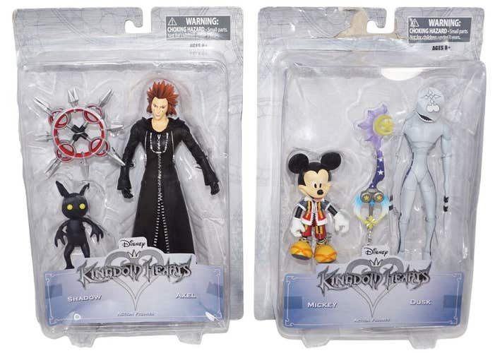 2 Lot - Disney Kingdom Hearts Shadow & Axel + Mickey & Dusk Toy Figure Pack 2017