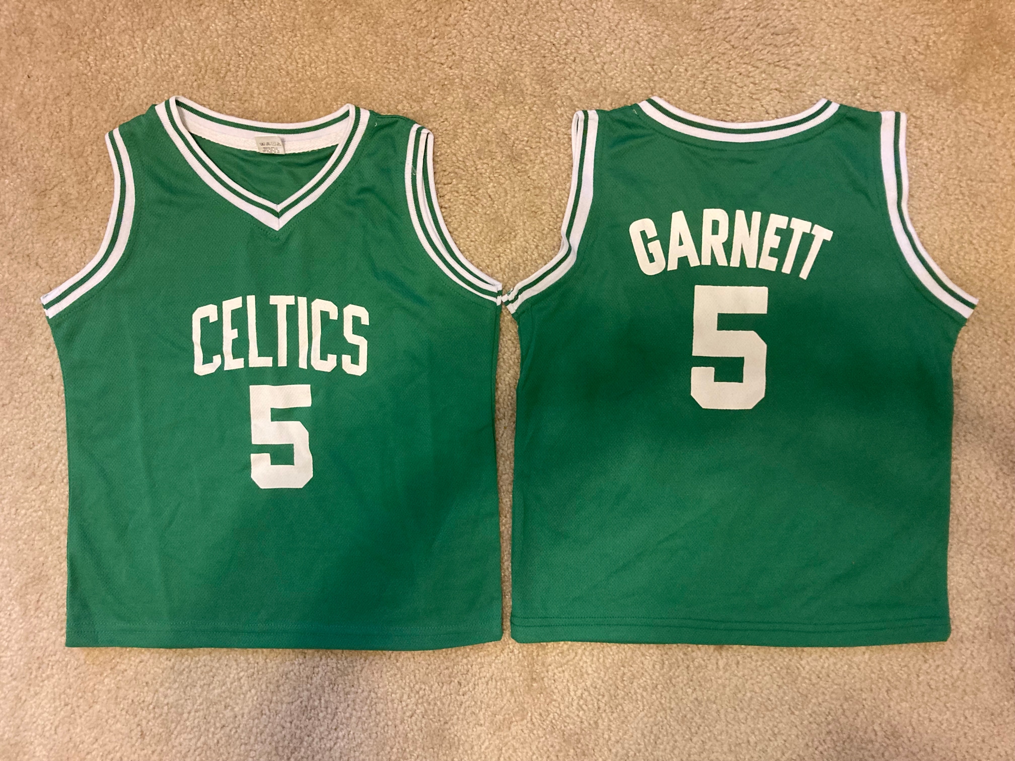 Youth Kids Garnett Jersey - Celtics Basketball - Size Boys 5-6