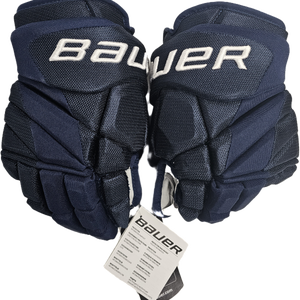 BAUER VAPOR 1X PRO LITE CUSTOM HOCKEY GLOVES 14" NAVY NHL PRO STOCK OUR(11373)