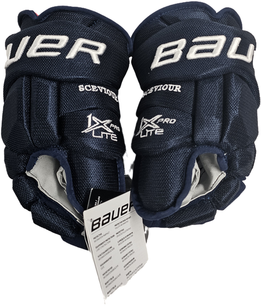 BAUER VAPOR 1X PRO LITE CUSTOM HOCKEY GLOVES 14" NAVY NHL PRO STOCK OUR(11373)