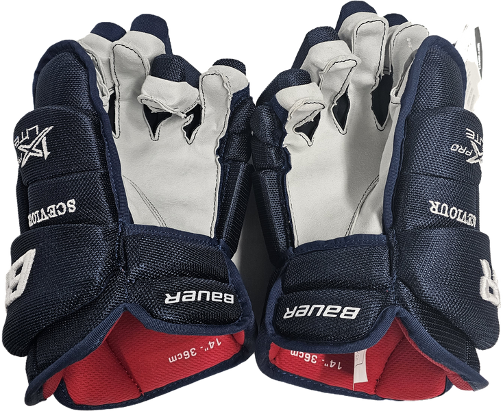 BAUER VAPOR 1X PRO LITE CUSTOM HOCKEY GLOVES 14" NAVY NHL PRO STOCK OUR(11373)