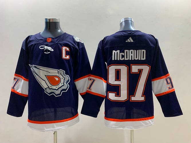 Connor McDavid Edmonton Oilers  Hockey Jersey Navy Size 52 Men's Adidas Throwback
