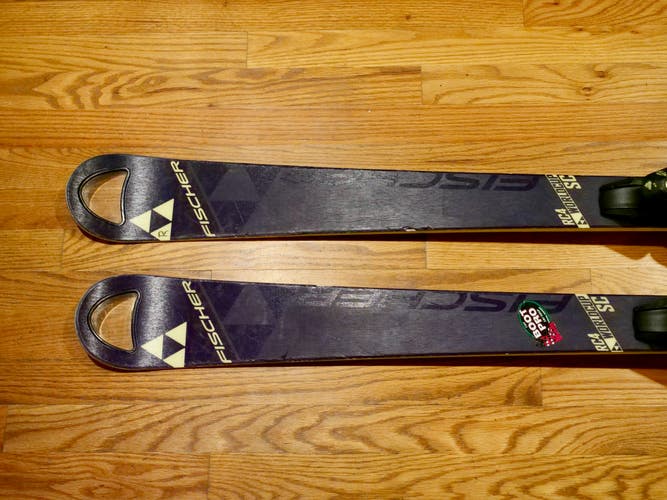 Used Unisex Fischer 165 cm All Mountain RC4 World Cup SC Skis With Bindings Max Din 12