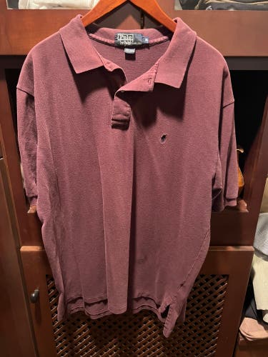Polo Ralph Lauren Weathered Maroon/Burgundy Short-Sleeve Knit Polo Shirt (XL)