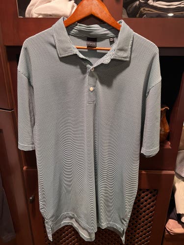 Gently Used Dunning Golf Mint Green & Black Stripe Short-Sleeve Golf Polo (XXL)
