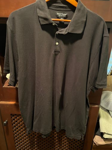 Daniel Bishop Men’s Black Pima Cotton Knit Short-Sleeve Golf Polo Shirt (XXL)