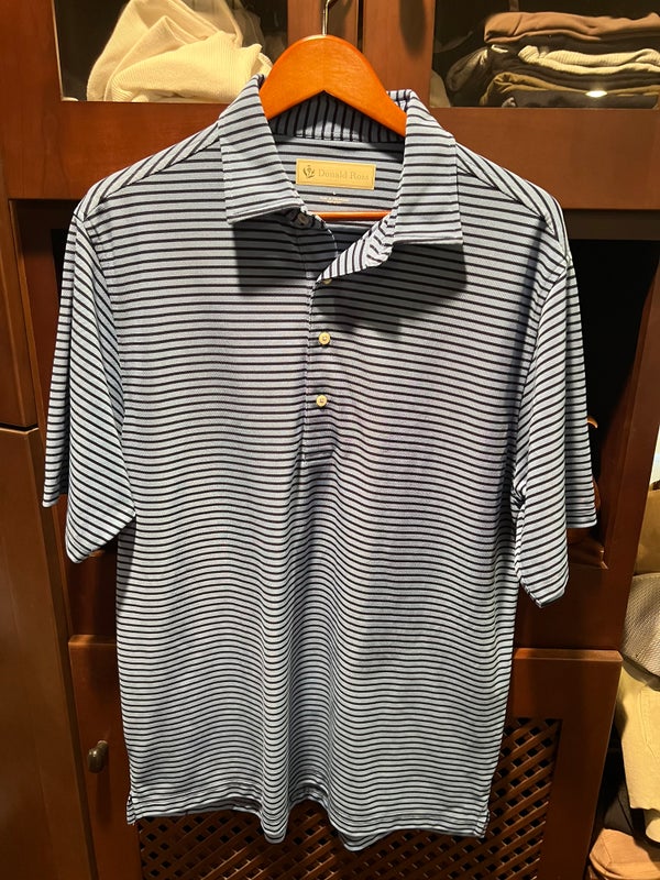 Donald Ross Blue Stripe Short-Sleeve Spring Brook Country Club Golf Polo (L)