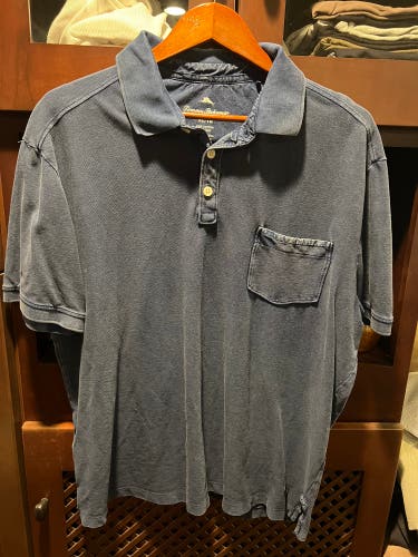 Tommy Bahama Knit Weathered Navy Short-Sleeve 3-Button Pocket Polo Shirt (XL)
