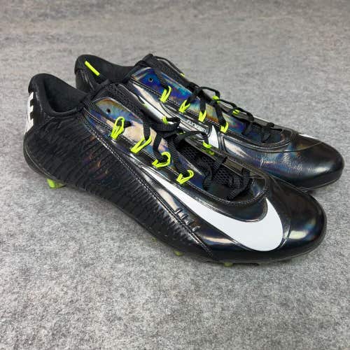 Nike Mens Football Cleats 16 Black White Neon Shoe Lacrosse Vapor Carbon Elite 2