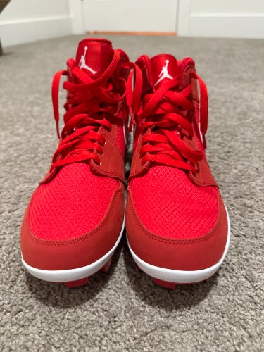 Red Men's Molded Cleats High Top Air Jordan