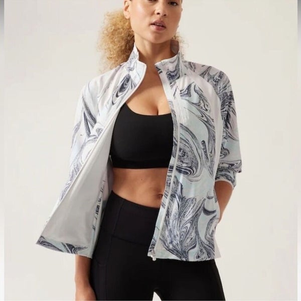 Athleta Run With It Printed Jacket Rumi Marble Print Full Zip Women's Size:  XL
