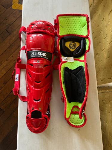 New All-Star System 7 Axis LG912S7X Catcher's Leg Guard Scarlet/Black