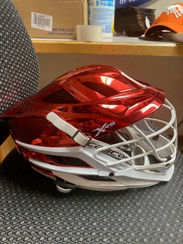 New Cascade XRS Helmet Metallic Red All White Facemask