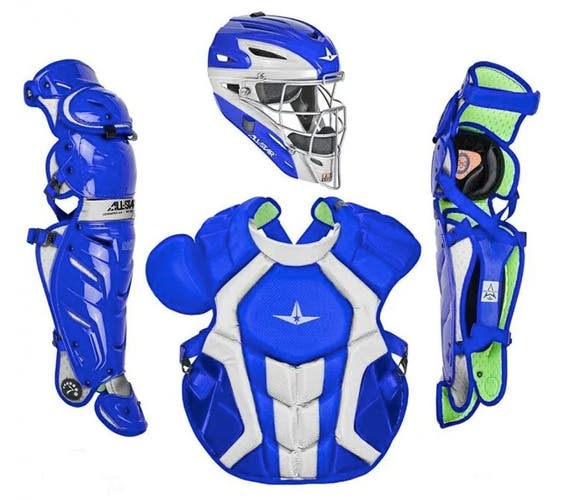 All Star System 7 Axis Adult 16+ Baseball Catchers Gear Set - Royal Blue White