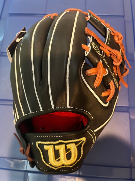Wilson BEAR LOGO Wilson Staff Black Kip Japanese Baseball Glove: 1786 11.5" NEW W/TAGS + BAG