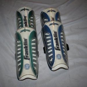 Franklin Soccer Shin Guards, 2 Pair, Green and Blue