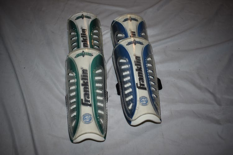 Franklin Soccer Shin Guards, 2 Pair, Green and Blue