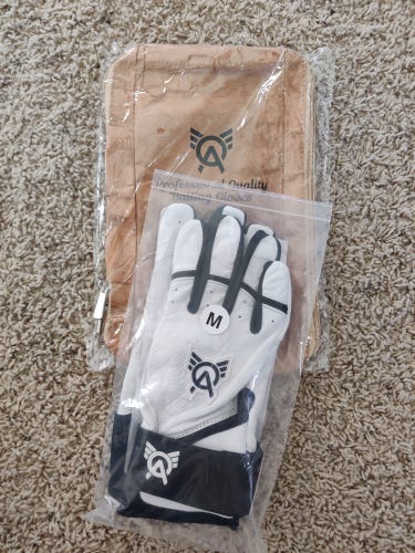 New Adult Medium Leather Wrist Wrap Batting Gloves