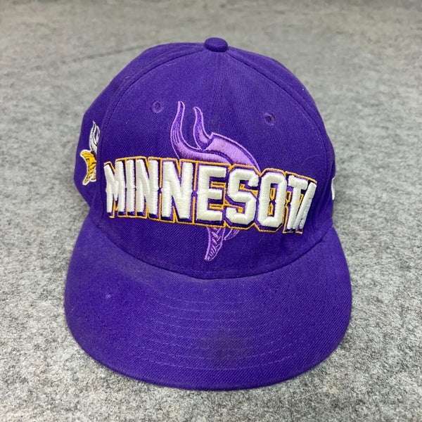 Minnesota Vikings Mens Hat 7 1/4 Purple Logo Flat Brim NFL Football 59Fifty ^