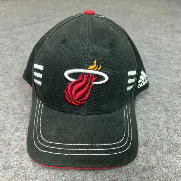 Miami Heat Mens Hat Adjustable Black Red Cap Adidas Sports Logo NBA Basketball