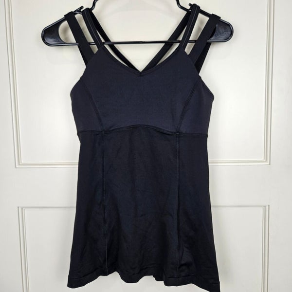 Lululemon Happy Strappy Tank Top Womens 6 Black Running Gym Sport