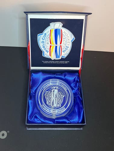 2016 World Cup of Hockey Crystal Puck w/ Game Used Ice inside!