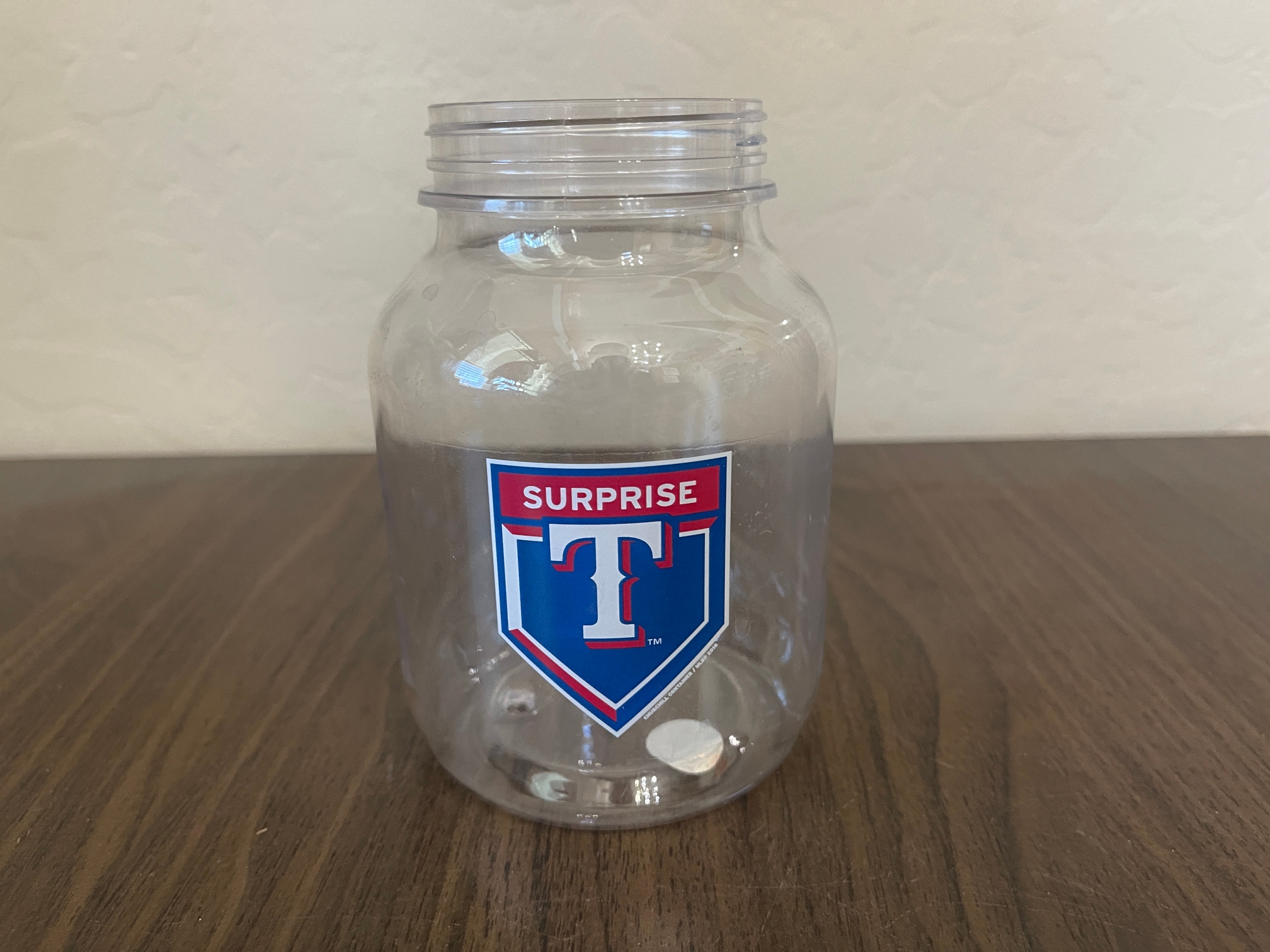 Texas Rangers MLB BASEBALL SPRING TRAINING SURPRISE, AZ Plastic Mason Jar Mug!