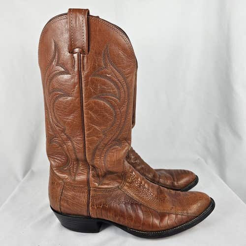 NOCONA 50508 Brown Leather Cowboy Western Boots Ostrich Leg Mens Size 10 A